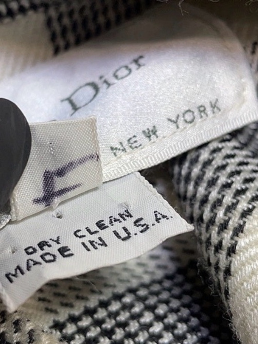 Christian Dior Suit Vintage Coat Checked Longline Women's Black & White Size 10 - Picture 6 of 6